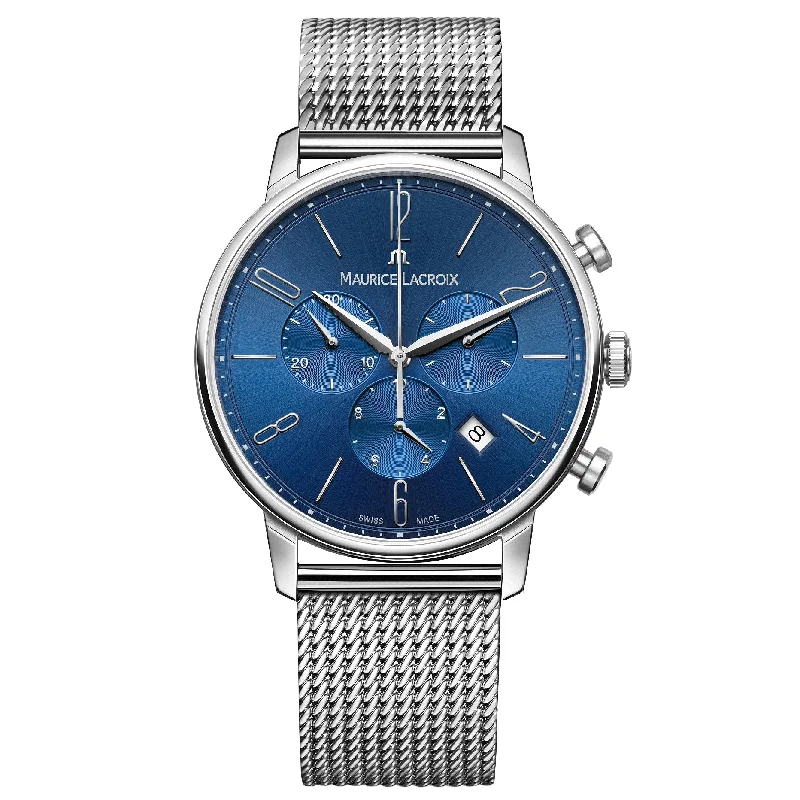 Maurice Lacroix Men's Blue Eliros Chronograph Mesh Watch EL1098-SS006-420-1