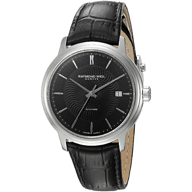 Raymond Weil Men's 2237-STC-20001 Maestro Automatic Black Leather Watch