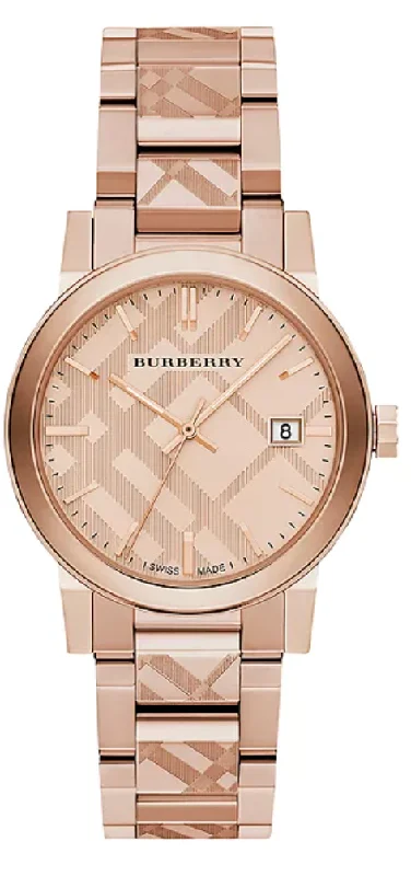 Burberry Unisex Watch The City 38mm Engraved Check Watch BU9039