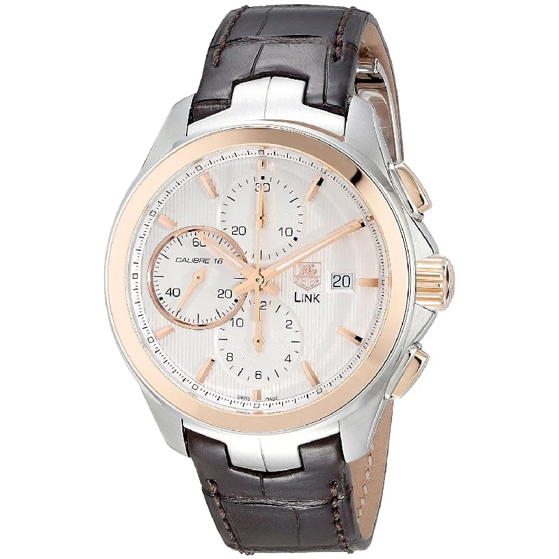 Tag Heuer Men's CAT2050.FC6322 Link 18Kt Rose Gold Chronograph Automatic Brown Leather Watch