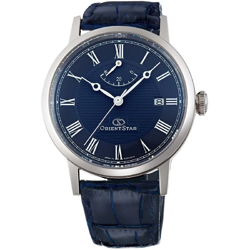 Orient Men's SEL09003D0 Star Automatic Blue Leather Watch