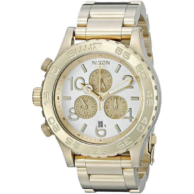 Nixon Men's A037-1219 42-20 Chronograph Gold-Tone Silicone Watch