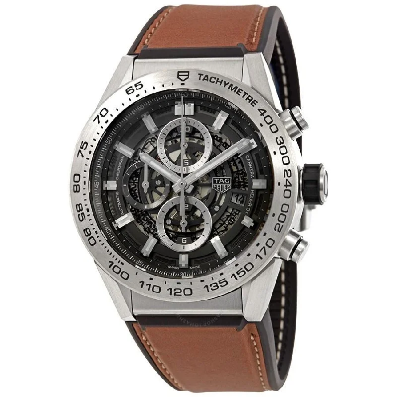 Tag Heuer Men's CAR2A8A.FT6072 Carrera Chronograph Automatic Brown Barenia calfskin leather Watch