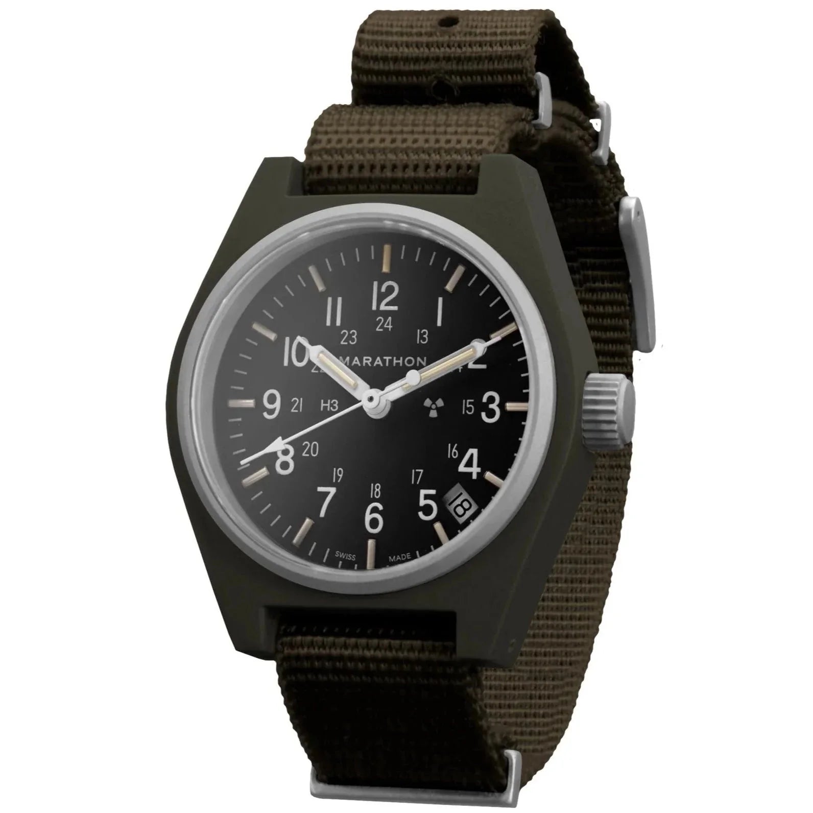 Marathon General Purpose Quartz with Date (GPQ) - 34mm No Government Markings Sage Green WW194015-SG-NGM