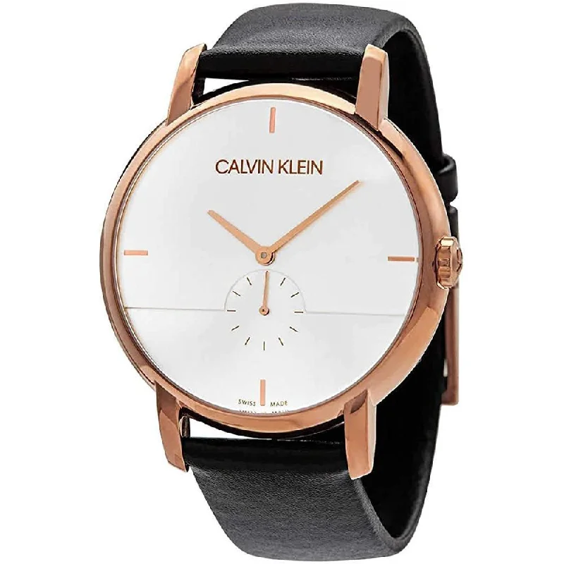 Calvin Klein Watch Established Silver Dial Rose Gold K9H2X6C6