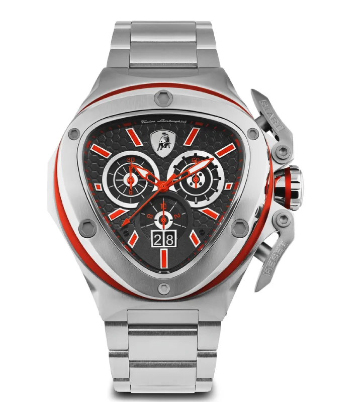 Tonino Lamborghini Spyder X SS Chronograph Date Steel Red T9XA-SS-B