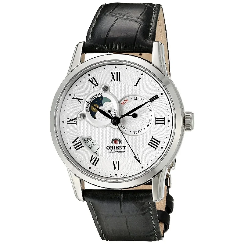 Orient Men's FET0T002S0 Sun and Moon Version 2 Moonphase Automatic Black Leather Watch