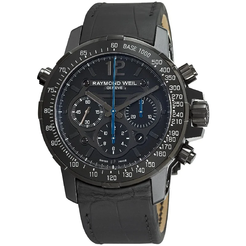 Raymond Weil Men's 7830-BK-05207 Nabucco Chronograph Automatic Black Leather Watch