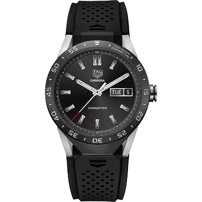 Tag Heuer Men's SAR8A80.FT6045 Connected Smartwatch Android 4.3+ IOS 8.2+ Bluetooth Gyroscope sensor Haptic engine Microphone Black Rubber Watch