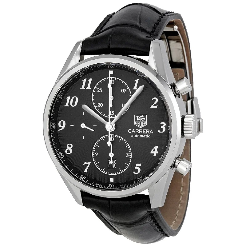 Tag Heuer Men's CAS2110.FC6266 Carrera Chronograph Automatic Black Leather Watch