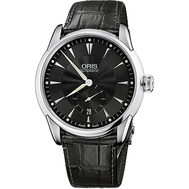 Oris Men's 62375824074LS Artelier Automatic Black Leather Watch