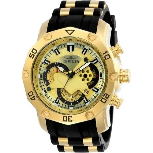 Invicta Men's 23427 Pro Diver Scuba Black and Gold-tone Polyurethane and Stainless Steel Watch