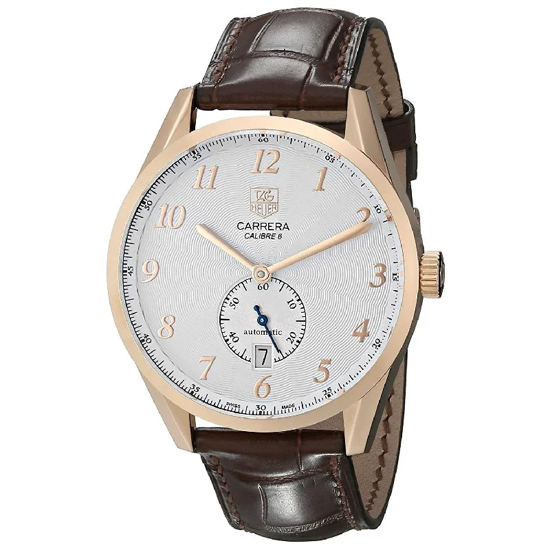 Tag Heuer Men's WAS2140.FC8176 Carrera Heritage 18kt Rose Gold Automatic Brown Leather Watch