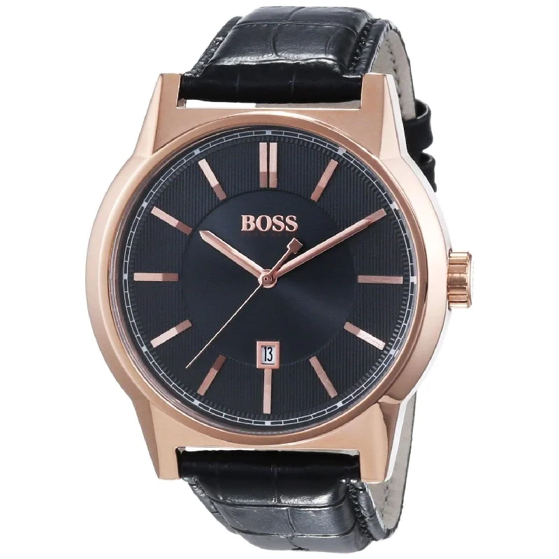 Hugo Boss Men's 1513073 Architecture Black Leather Watch