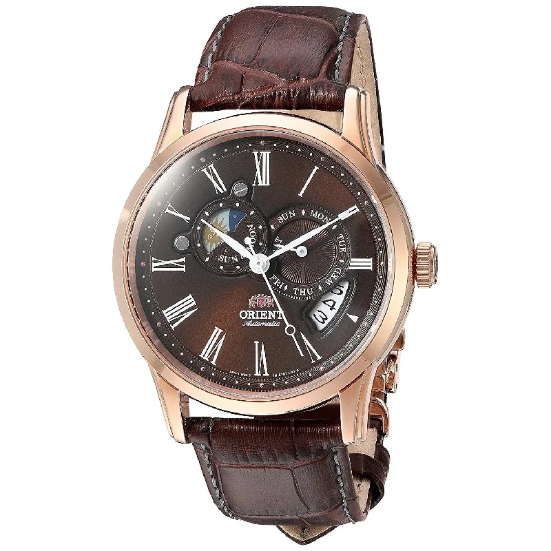 Orient Men's FET0T003T0 Sun and Moon Version 2 Moonphase Automatic Brown Leather Watch